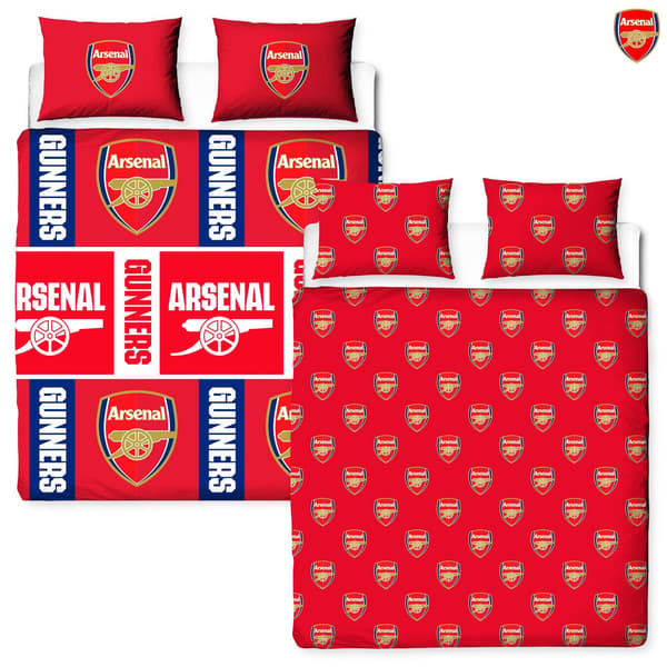 Arsenal FC Gunners Vändbart Påslakanset Dubbel Multicolou Multicoloured Double