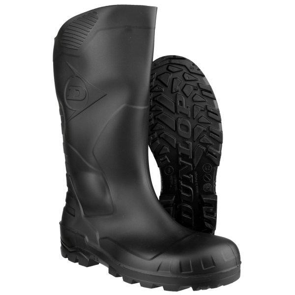 Dunlop Devon Unisex Black Safety Wellington Boots 44 EUR Svart Black 44 EUR