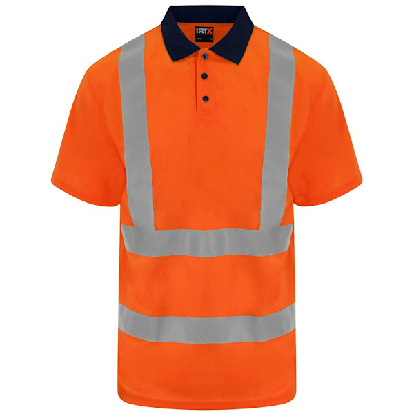 PRO RTX Unisex Vuxen Hög Synlighet Birdseye Poloskjorta L Oran Orange/Navy L