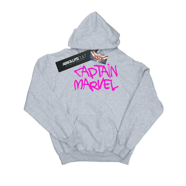 Marvel Herr Captain Marvel Spray Text Hoodie 3XL Sports Grey Sports Grey 3XL