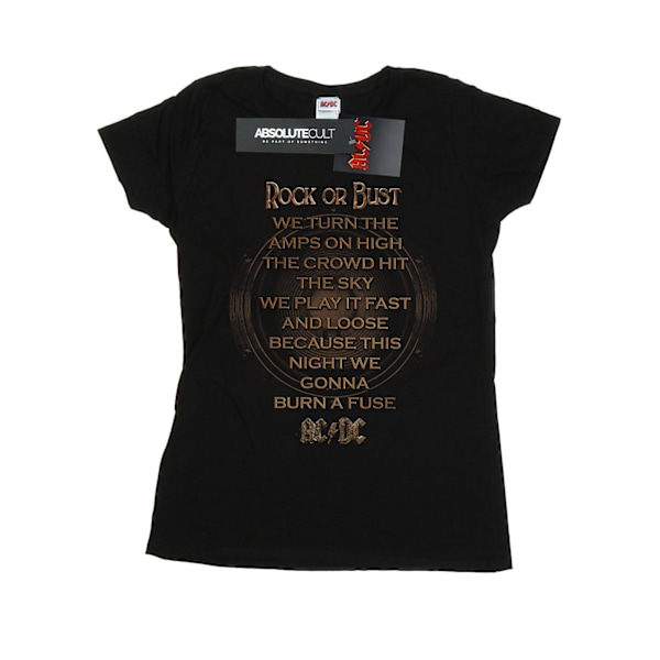 AC/DC Dam/Kvinnor Rock Or Bust Lyrics Bomull T-shirt S Svart Black S