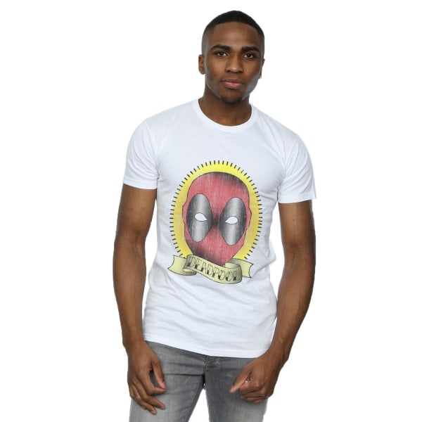 Marvel Mens Deadpool Tattoo Print T-Shirt XL Vit White XL