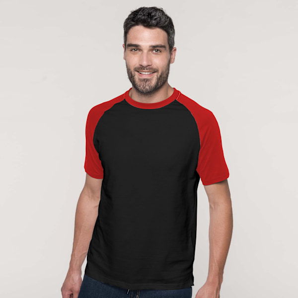 Kariban Herr Kortärmad Baseball T-Shirt L Vit/Röd White/Red L