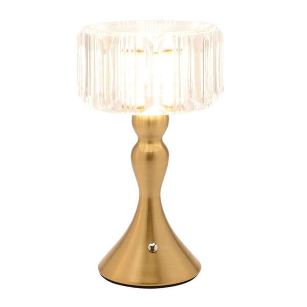 Hestia Kristall Effekt USB Touch Bordslampa med Böjd Brons B Bronze One Size