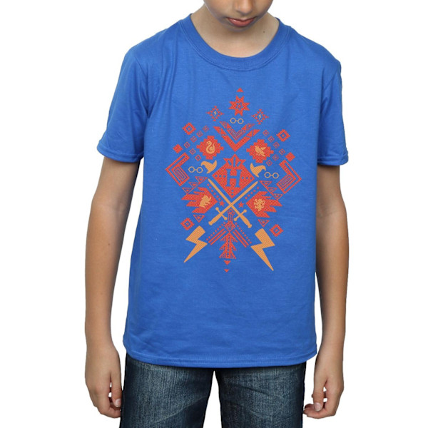 Harry Potter Pojkar Jul Fair Isle T-shirt 7-8 År Royal B Royal Blue 7-8 Years
