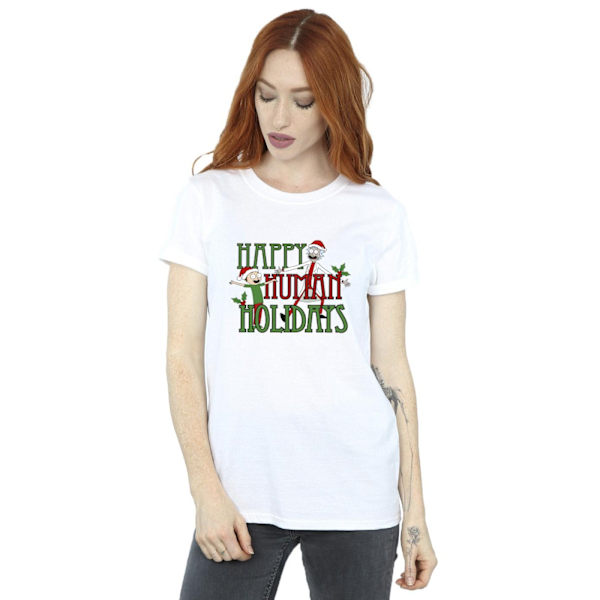 Rick And Morty Dam/Damer Happy Human Holidays Bomull Boyfri White M