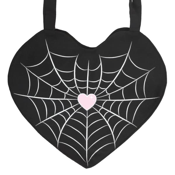 Something Different Spiderweb Heart Satin Tote Bag One Size Svart Black One Size