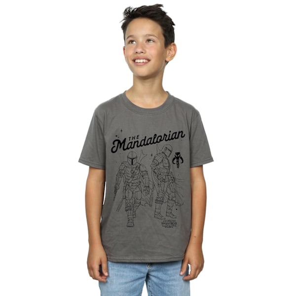 Star Wars Boys The Mandalorian Hunter Profil T-shirt 12-13 år Charcoal 12-13 Years