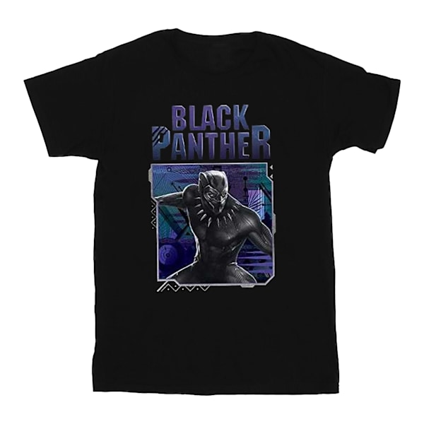 Black Panther Boys Tech Badge Bomull T-shirt 9-11 år Svart Black 9-11 Years