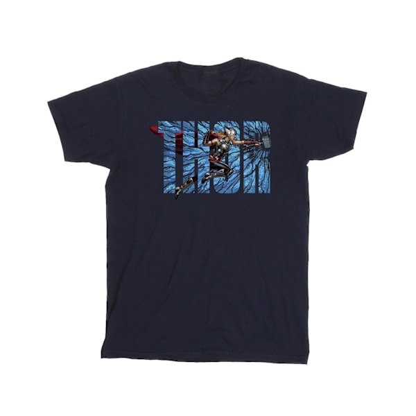 Marvel Girls Thor Love And Thunder Smash Bomull T-shirt 5-6 år Navy Blue 5-6 Years