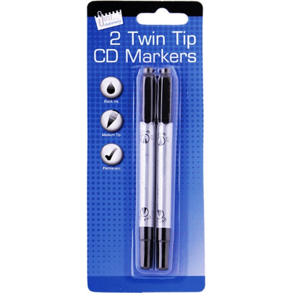 Just Stationery 2 Twin Tip CD-DVD Marker Pennor One Size Svart Black One Size