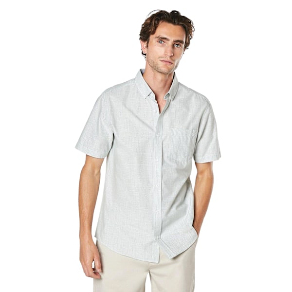 Maine Herr Slub Poplin Kortärmad Skjorta XXL Khaki Khaki XXL