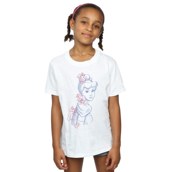 Disney Girls Cinderella Mouse Sketch T-shirt bomull 5-6 år W White 5-6 Years