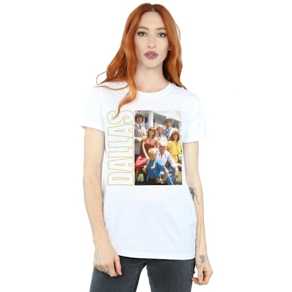 Dallas Dam/Damer Ewing Familjefoto Bomull Boyfriend T-Shir White XL