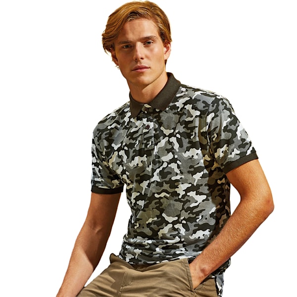 Asquith & Fox Herr Poloskjorta Kortärmad Kamouflagemönster XL Kamouflage Grå Camo Grey XL