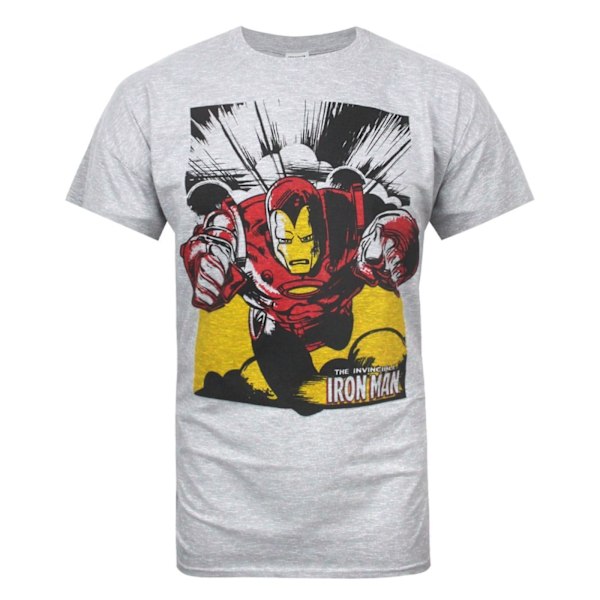 Iron Man T-shirt för män S Gråmelerad/Röd/Gul Grey Marl/Red/Yellow S
