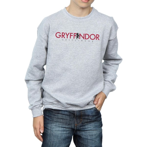 Harry Potter Pojkar Gryffindor Text Sweatshirt 7-8 År Sport Grå Sports Grey 7-8 Years
