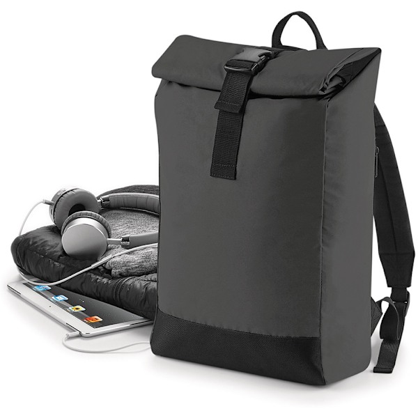 Bagbase Reflekterande Roll Top Ryggsäck One Size Svart/Reflekterande Black/Reflective One Size