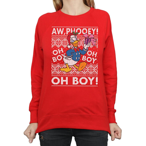 Disney Dam/Kvinnor Kalle Anka Jul Fair Isle Sweatshirt Red XL