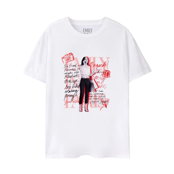 Emily In Paris Damkläder/Dam Mono Typografi Kortärmad T-shirt White 10 UK