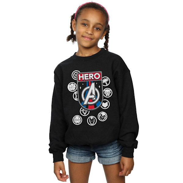 Marvel Girls Hero Badge Sweatshirt 3-4 år Svart Black 3-4 Years