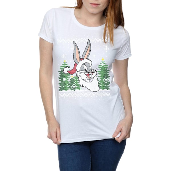 Looney Tunes Dam/Damer Bugs Bunny Jul Fair Isle Bomullströja White L