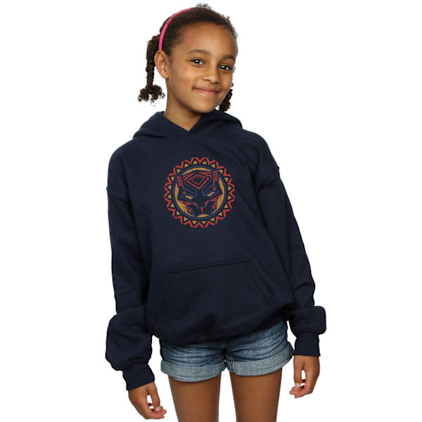 Marvel Girls Black Panther Tribal Panther Icon Hoodie 7-8 år Navy Blue 7-8 Years