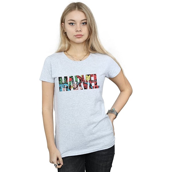 Marvel Dam/Damer Infill Karaktär Logo Boyfriend T-Shirt L Sports Grey L