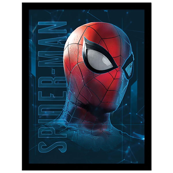 Spider-Man närbild inramad affisch 40cm x 30cm blå/röd Blue/Red 40cm x 30cm