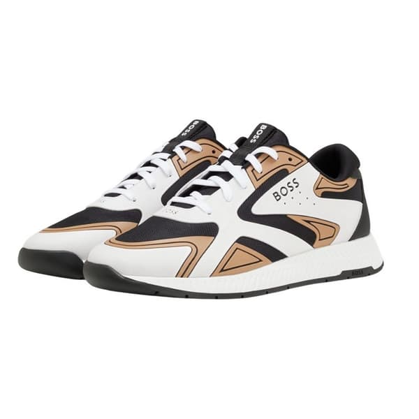 Boss Herr Titanium Läder Löparskor 12 UK Beige Beige 12 UK