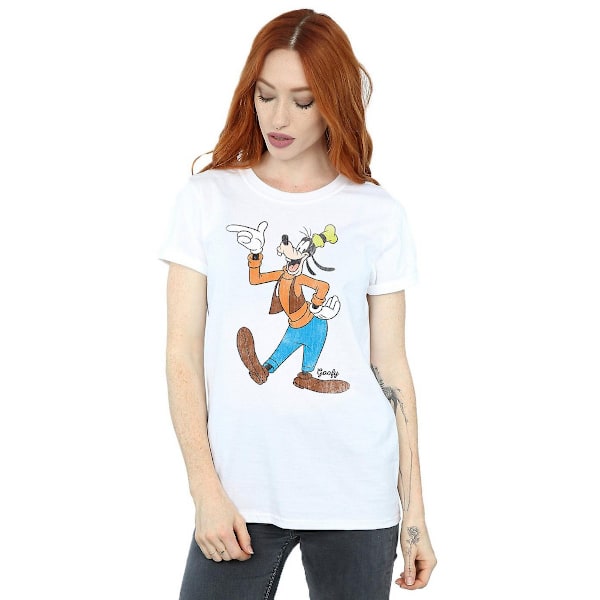 Disney Dam/Damer Klassisk Goofy Bomull Boyfriend T-shirt M Vit White M