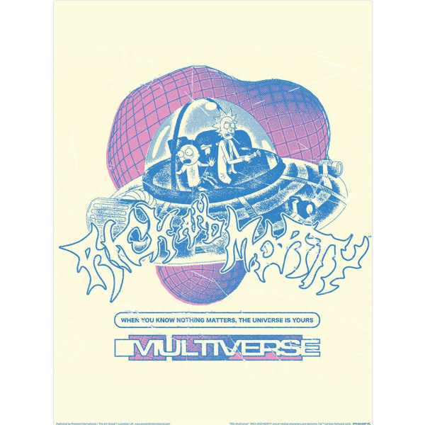 Rick And Morty 90S Rave Rickvival Multiverse Paper Poster 40cm Blue/Purple/White 40cm x 30cm