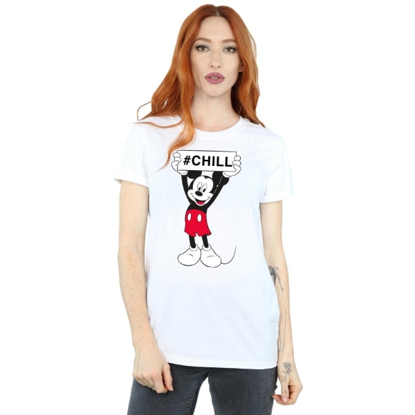 Disney Womens/Ladies Mickey Mouse Chill Cotton Boyfriend T-Shir White L