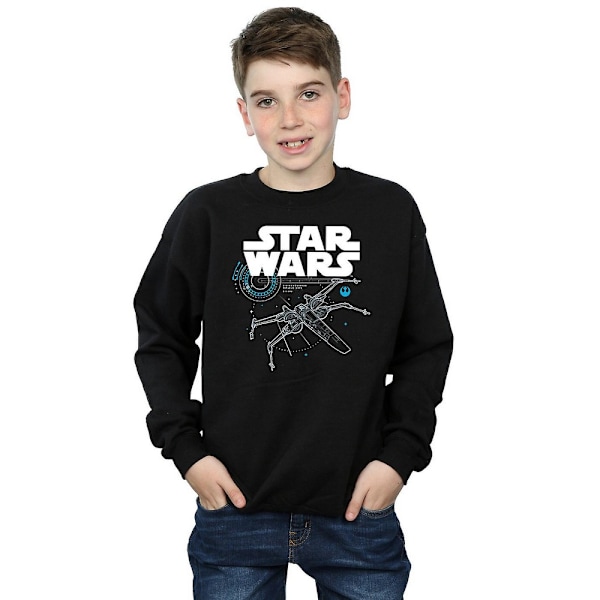 Star Wars: The Last Jedi Boys X-Wing Sweatshirt 7-8 år Svart Black 7-8 Years