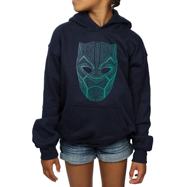 Marvel Girls Black Panther Tribal Mask Hoodie 9-11 år Marinblå B Navy Blue 9-11 Years