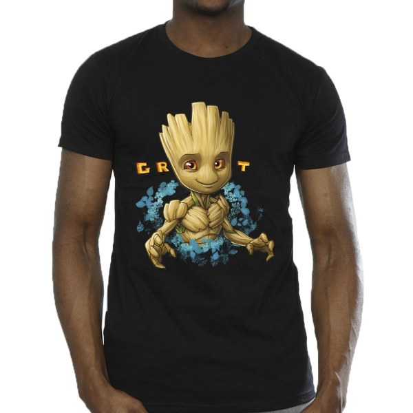 Guardians Of The Galaxy Mens Groot Flowers T-shirt L Svart Black L