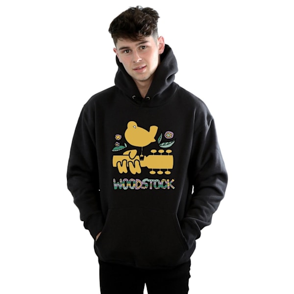 Woodstock Herr Aztec Mönster Hoodie M Svart Black M