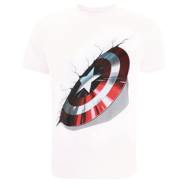 Captain America Mens Shield T-Shirt L Vit White L