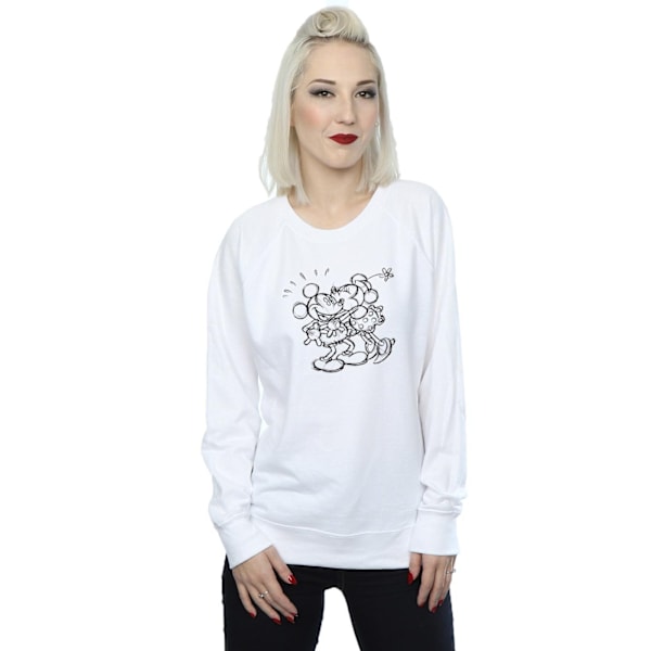 Disney Dam/Damer Mickey Och Minnie Kiss Sketch Sweatshirt X White XL