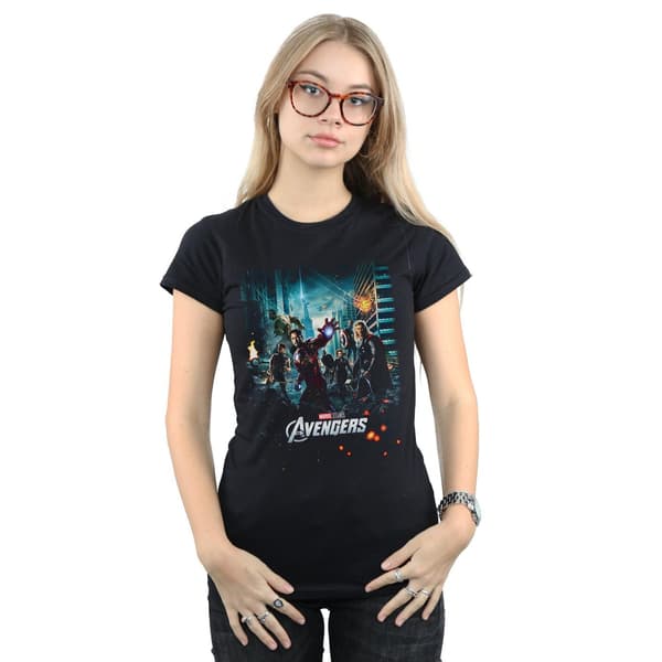 Marvel Studios Dam/Kvinnor The Avengers Affisch T-shirt i Bomull Black L