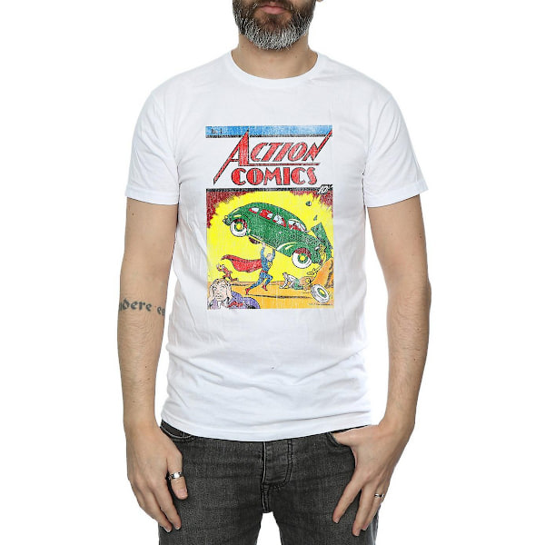Superman Action Comics Issue 1 Cover Bomull T-shirt L Vit White L