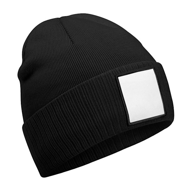 Beechfield Patch Appliqué Beanie, One Size, Svart/Vit Black/White One Size
