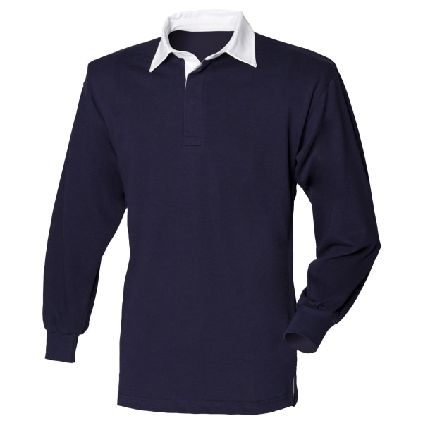 Front Row Långärmad Klassisk Rugby Polo Shirt 4XL Marin/Vit Navy/White 4XL