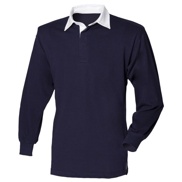 Front Row Long Sleeve Classic Rugby Polo Shirt M Navy/White Navy/White M