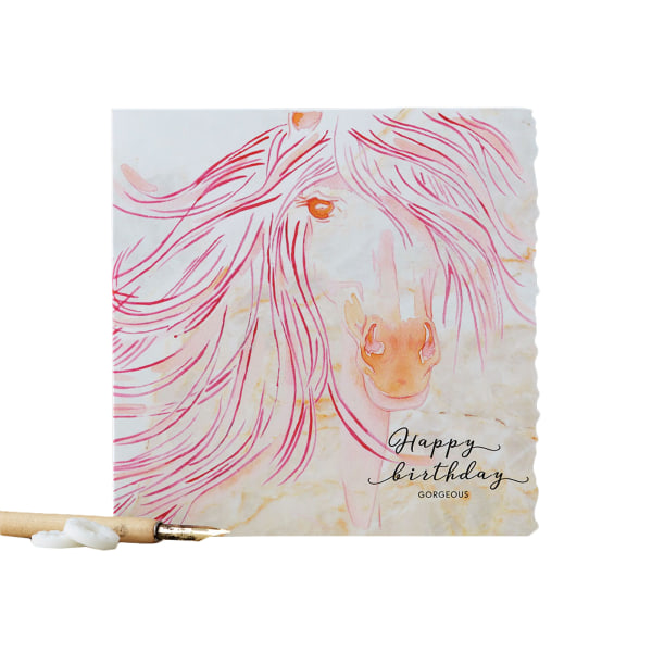 Deckled Edge Fanciful Dolomit Birthday Greetings Card One Size Pink/Orange/White One Size