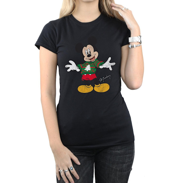 Disney Dam/Kvinnor Musse Pigg Jultröja Bomull T-shirt Black M
