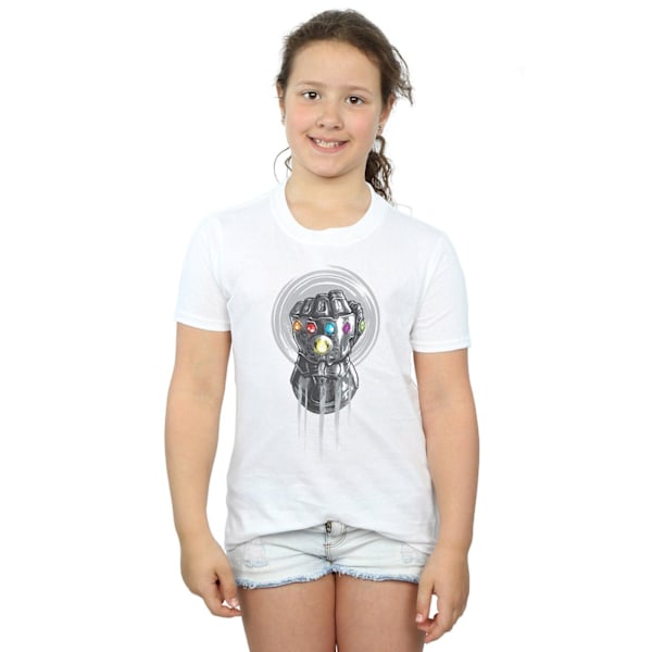 Marvel Girls Avengers Infinity War Power Fist Bomull T-shirt 12 White 12-13 Years