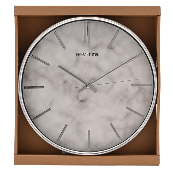 Hometime Slim Line Väggklocka med Marmormönster 31cm - Silver One Silver One Size