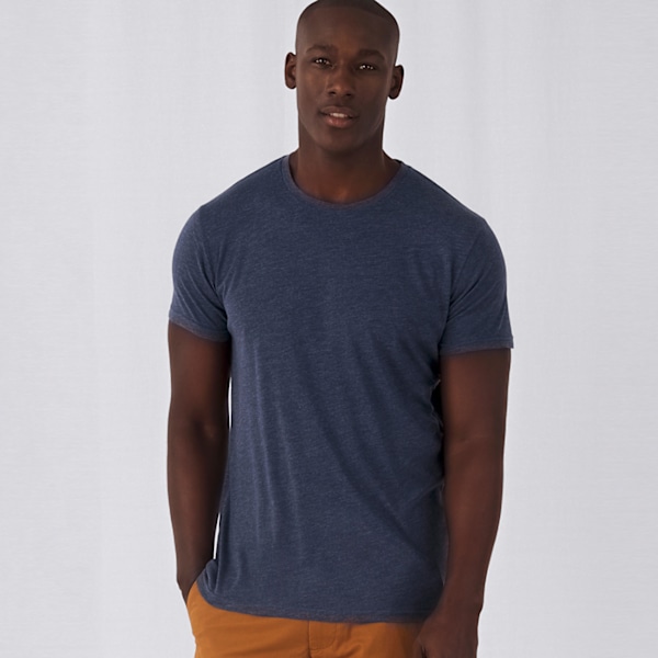 B&C Herr Favourite Kortärmad Triblend T-shirt S Heather Navy Heather Navy S