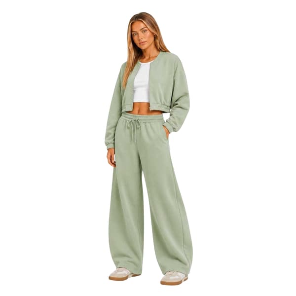 I Saw It First Dam/Dam Fleece Heldragkedja Avslappnad Passform Bomber Sage 14 UK